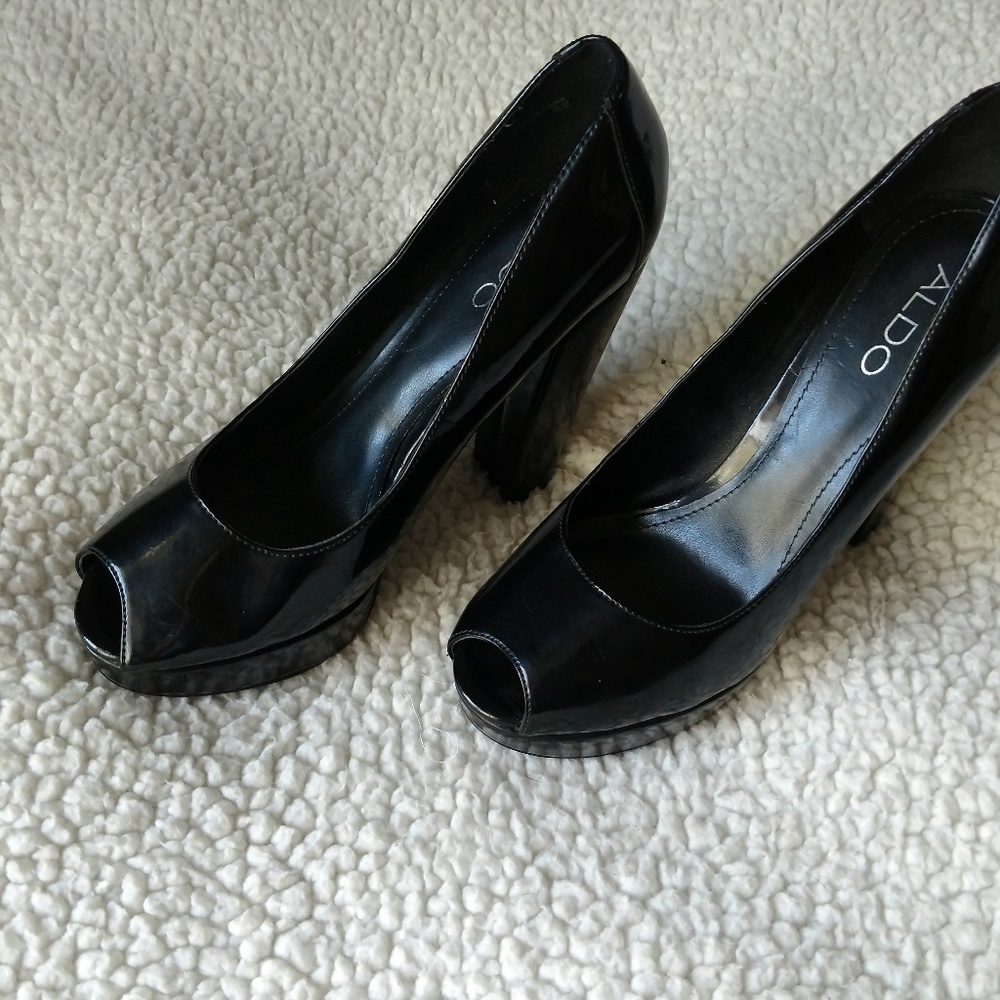 ALDO Black 4 inch Peep Toe Heels